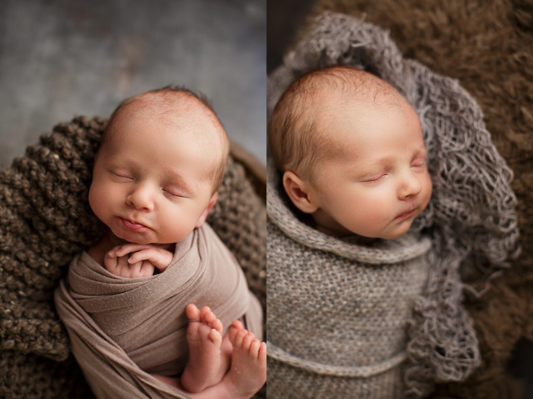 St. Louis newborn photographer, perryville missouri newborn photographer, baby, swaddle, brown, neutrals
