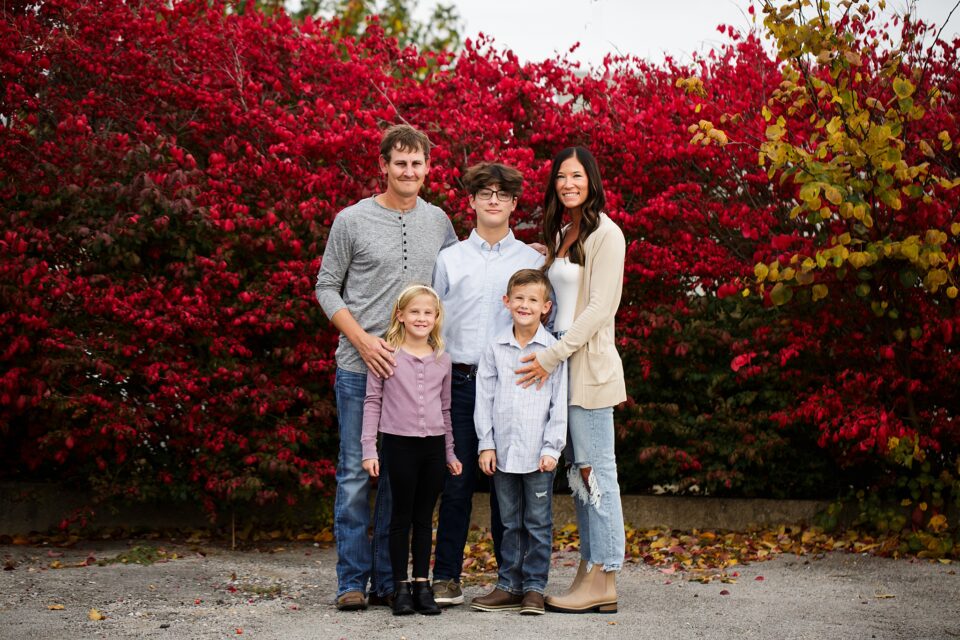 Cape Girardeau photographer, Farmington photographer, red fall tree, pretty leaves, twins, photoshoot
