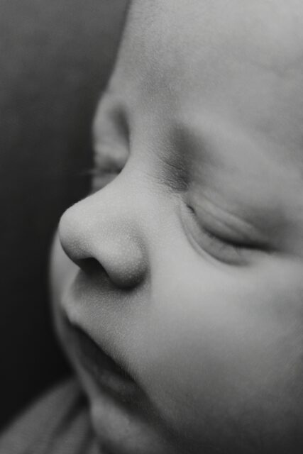 St. Louis newborn photographer, perryville Missouri Newborn photographer, farmington newborn photographer, black and white, baby boy nose, macro