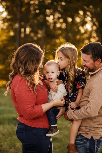 Farmington newborn photographer, Cape Girardeau photographer, perryville photographer, fall family photos, field, family, pretty trees