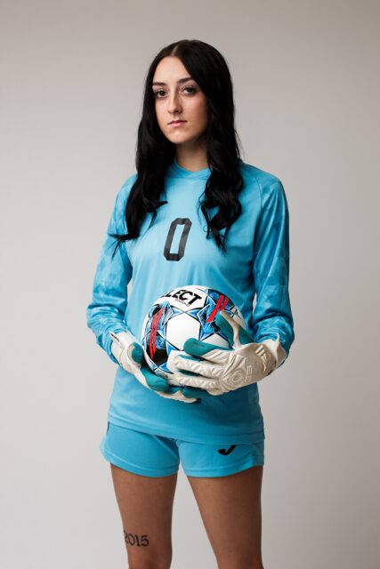 Cape Girardeau senior photographer, Farmington senior photographer, Perryville newborn photographer, soccer ball, goalie, senior photos, perryville high school, white backdrop, studio