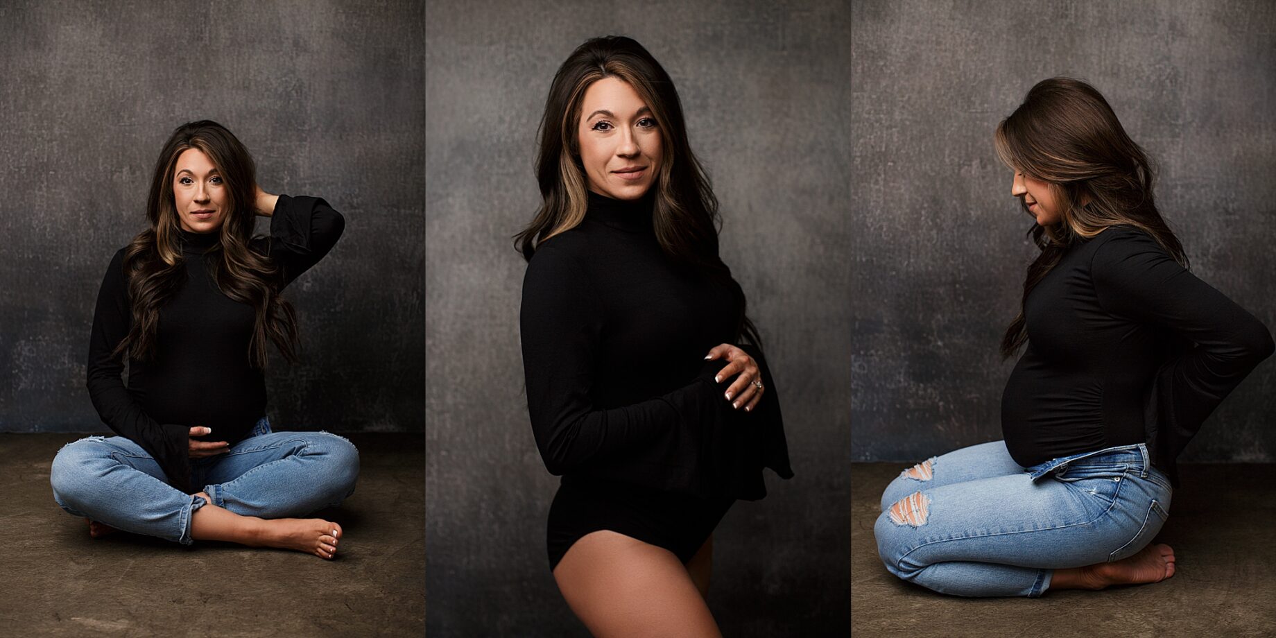 perryville missouri maternity photographer, Cape Girardeau missouri maternity photographer, St. Louis maternity photographer, motherhood, pregnancy, maternity photographer near me, dark backdrop, studio maternity photos