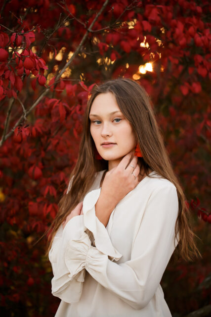 Cape Girardeau photographer, perryville newborn photographer, Farmington senior photographer, red leaves, fall photos, high school senior, sunlight
