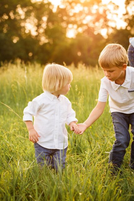 Cape Girardeau photographer, Farmington photographer, brothers, tall grass, gold sun