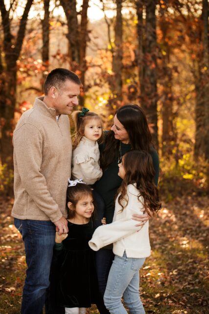 Cape Girardeau photographer, Farmington photographer, family, embrace, daughters, fall photoshoot, golden sun