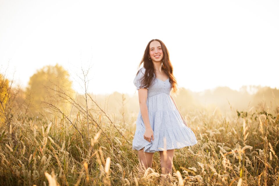 perryville missouri senior photographer, CAPE GIRARDEAU missouri senior photographer, girl in wheat field, tall grass, dress, senior photoshoot