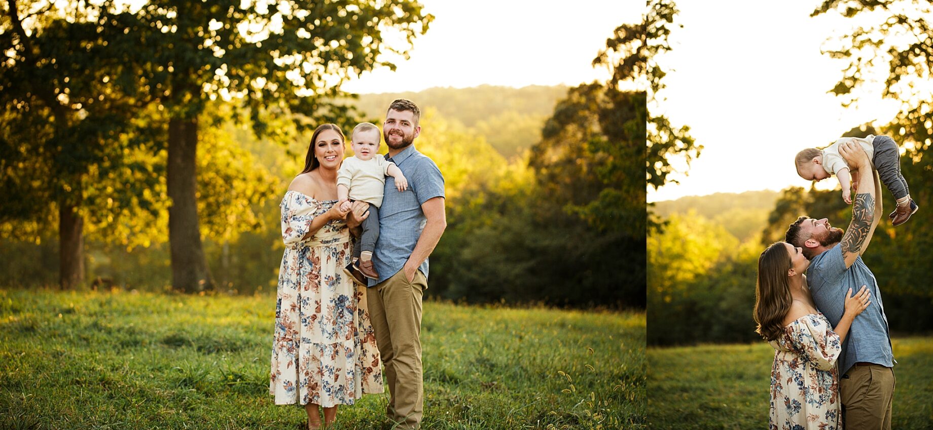 st Louis Missouri Newborn family photographer, Farmington Missouri Newborn family photographer, perryville Missouri Newborn family photographer, family interacting with son, tall grass, field, photoshoot, dad holding baby