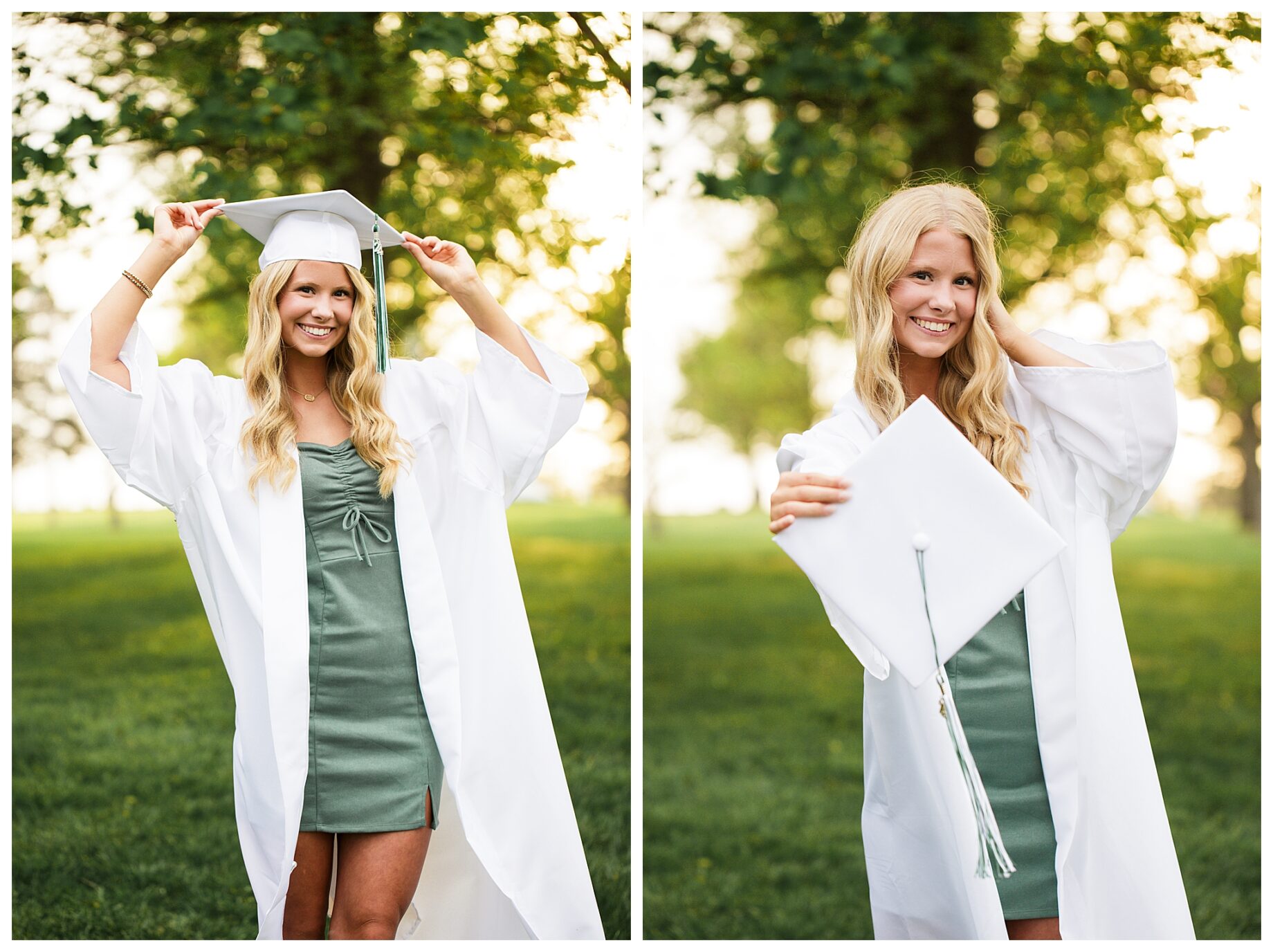 st Louis senior high school photographer, perryville missouri senior high school photographer, cape girardeau senior high school photographer, farmington missouri senior high school photographer, cap, gown, smiles, trees, green grass