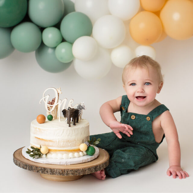 perryville missouri newborn photographer, Cape Girardeau missouri newborn photographer, Jackson Missouri newborn photographer, farmington missouri newborn photographer, baby looking at camera, classic little boy birthday, blue overalls, banner, first birthday photographer